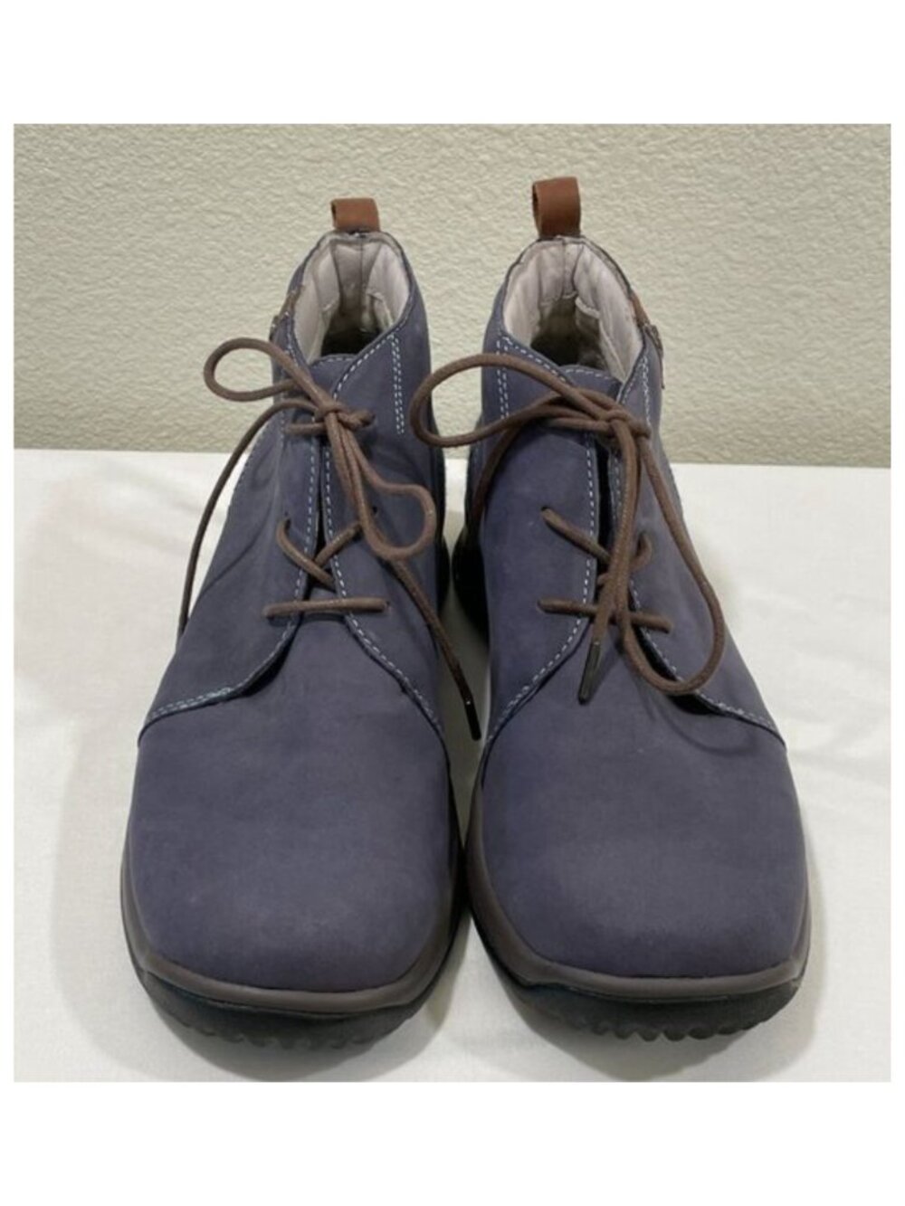 JAMBU Rosella Steel Blue Leather/Textile Lace Up Chukka Bootie Women 8.5